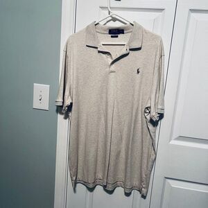 Polo Ralph Lauren Mens Size XL Short Sleeve Polo Shirt Oatmeal‎ Classic Fit